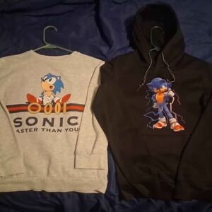 Sonic the Hedgehog Kids Sweatshirt and Hoodie Set - Gray and Black